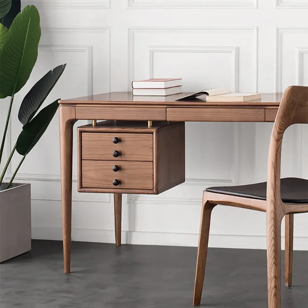 Desk en Noyer et Frêne, Style Moderne, 140 cm, 5 Tiroirs