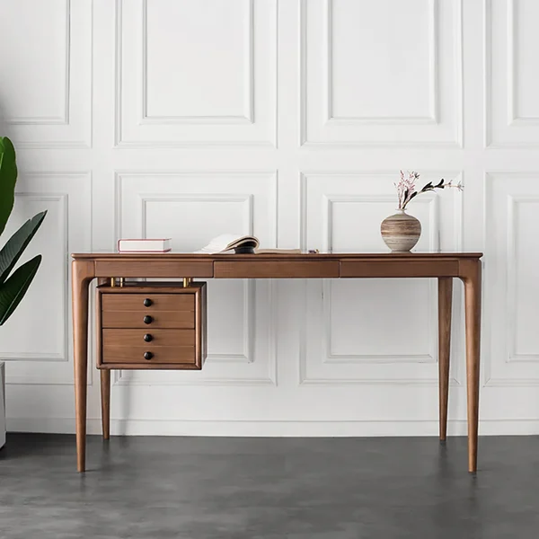 Desk en Noyer et Frêne, Style Moderne, 140 cm, 5 Tiroirs